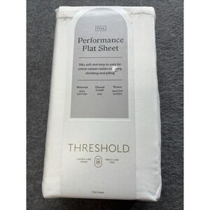 Threshold Full 400 Thread Count Performance Flat Sheet Sour Cream 100% Cotton